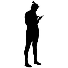 Image showing Black silhouettes of beautiful woman on white background. illustration