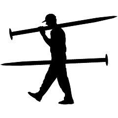 Image showing Silhouette Porter carrying the large nail in his hands, illustration