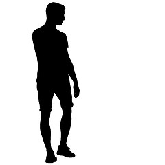 Image showing Black silhouettes man on white background. illustration