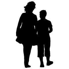 Image showing Black silhouettes Family on white background. illustration