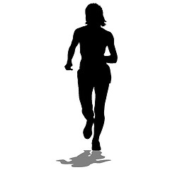 Image showing Silhouettes. Runners on sprint, women. illustration