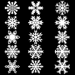 Image showing Set snowflakes icons on white background, illustration