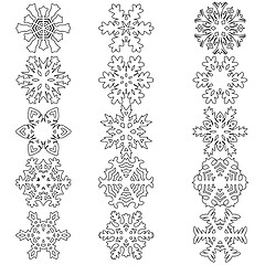 Image showing Set snowflakes icons on white background, illustration