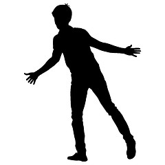 Image showing Silhouette man with divorced his hands to the sides. illustration