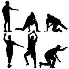 Image showing Set black silhouettes man on white background. illustration