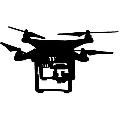 Image showing Black silhouette drone quadrocopter, illustration