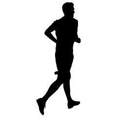 Image showing Silhouettes. Runners on sprint, men. illustration