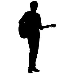 Image showing Silhouette musician plays the guitar. illustration