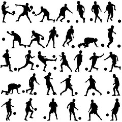 Image showing silhouettes of soccer players with the ball. illustration