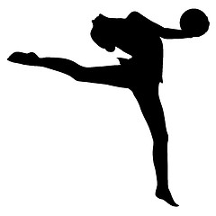 Image showing Silhouette girl gymnast with the ball. illustration