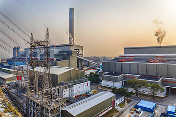 Image showing Hong Kong power station at sunset