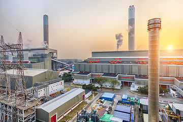 Image showing Hong Kong power station at sunset