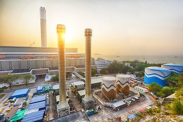 Image showing Hong Kong power station at sunset