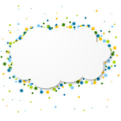 Image showing White blank paper cloud with colorful circles