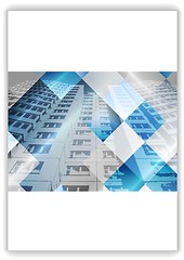 Image showing Abstract geometric flyer template layout with skyscraper