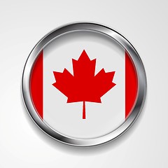 Image showing Abstract button with metallic frame. Canadian flag