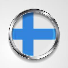 Image showing Abstract button with metallic frame. Finnish flag