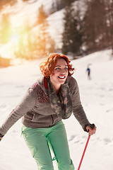 Image showing Laughing cross country skier
