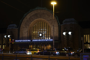 Image showing building of railway station in Helsinki at night