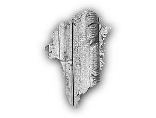 Image showing Map of Greenland on weathered wood