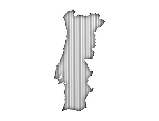 Image showing Map of Portugal on corrugated iron