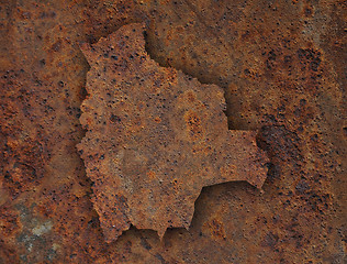 Image showing Map of Bolivia on rusty metal