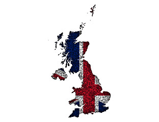 Image showing Map and flag of Great Britain on poppy seeds,