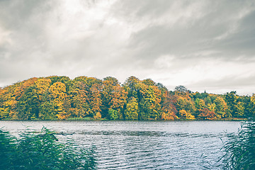 Image showing Colorful autumn trees by a lake