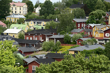 Image showing wooden houses in the old district of Porvoo, Finland