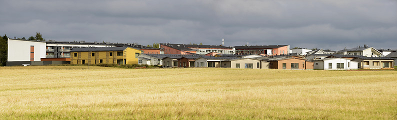 Image showing urban area next to the field in autumn