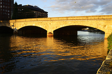 Image showing The Long Bridge in Helsinki at sunset