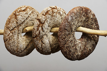 Image showing three finnish round rye bread