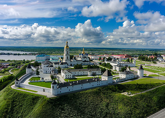 Image showing Aerial view onto Tobolsk Kremlin in summer day