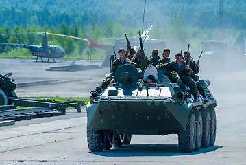 Image showing BTR-82A armoured personnel carrier with soldiers