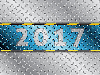 Image showing Industrial 2017 background with blue stripe