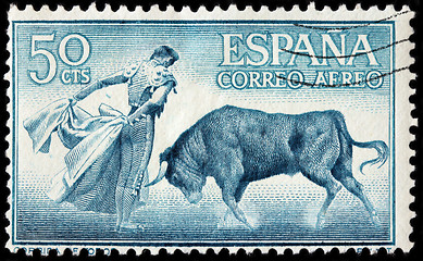 Image showing Spanish Style Bullfighting Stamp