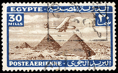 Image showing Aircraft over Pyramids of Giza