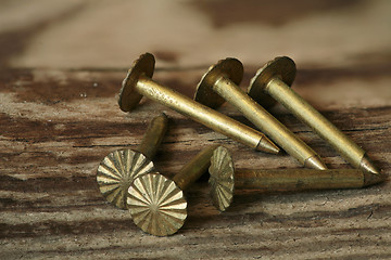 Image showing  Upholstery nails macro shot