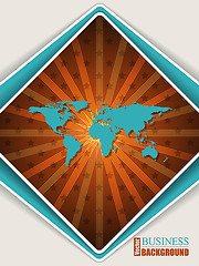 Image showing Abstract orange turquoise brochure with world map