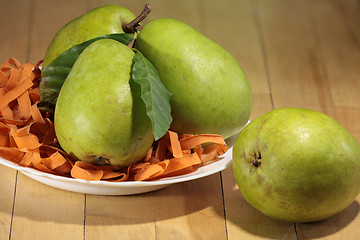 Image showing  large ripe pears green