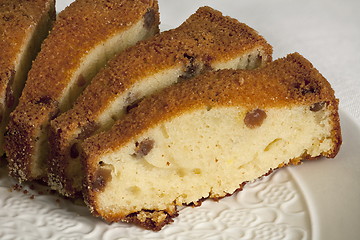 Image showing Curd cake with raisins and ruddy crust