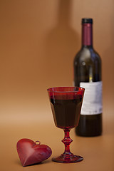 Image showing  glass of red wine favorite drink