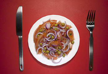 Image showing  vegetable salad tomato onion green peas