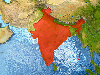 Image showing India in red