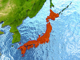 Image showing Japan in red