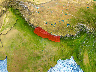 Image showing Nepal in red