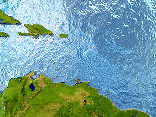 Image showing Caribbean in red