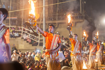 Image showing Ganges Aarti ceremony, Varanasi