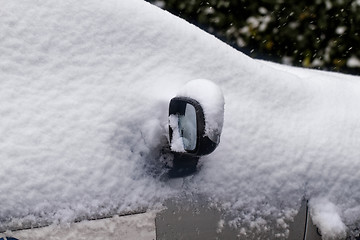 Image showing Snowy car