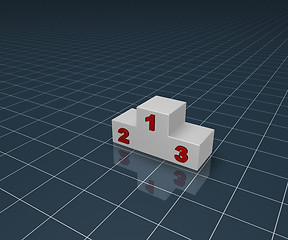 Image showing winner podium on blue squared surface - 3d illustration